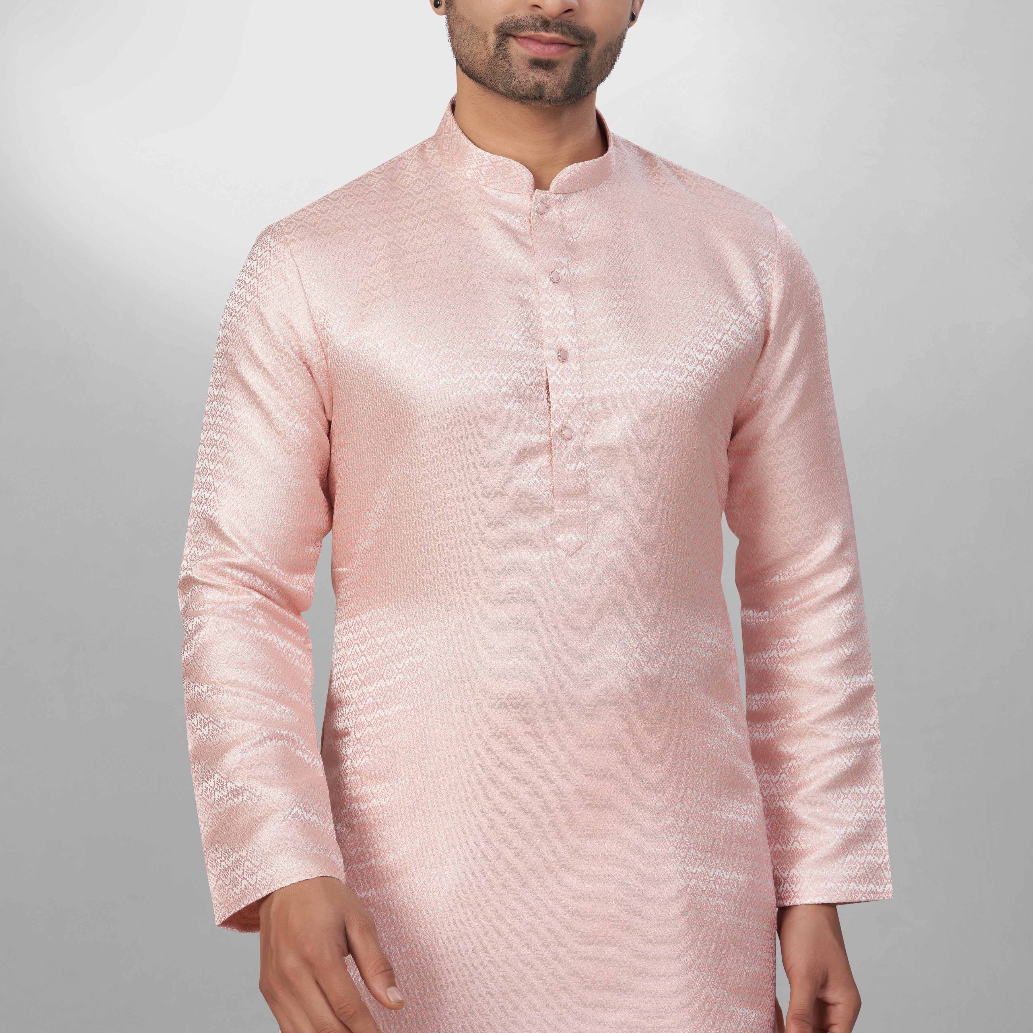 Light Pink Blush Silk Elegance Kurta | Silk Kurta | Kurta for Men