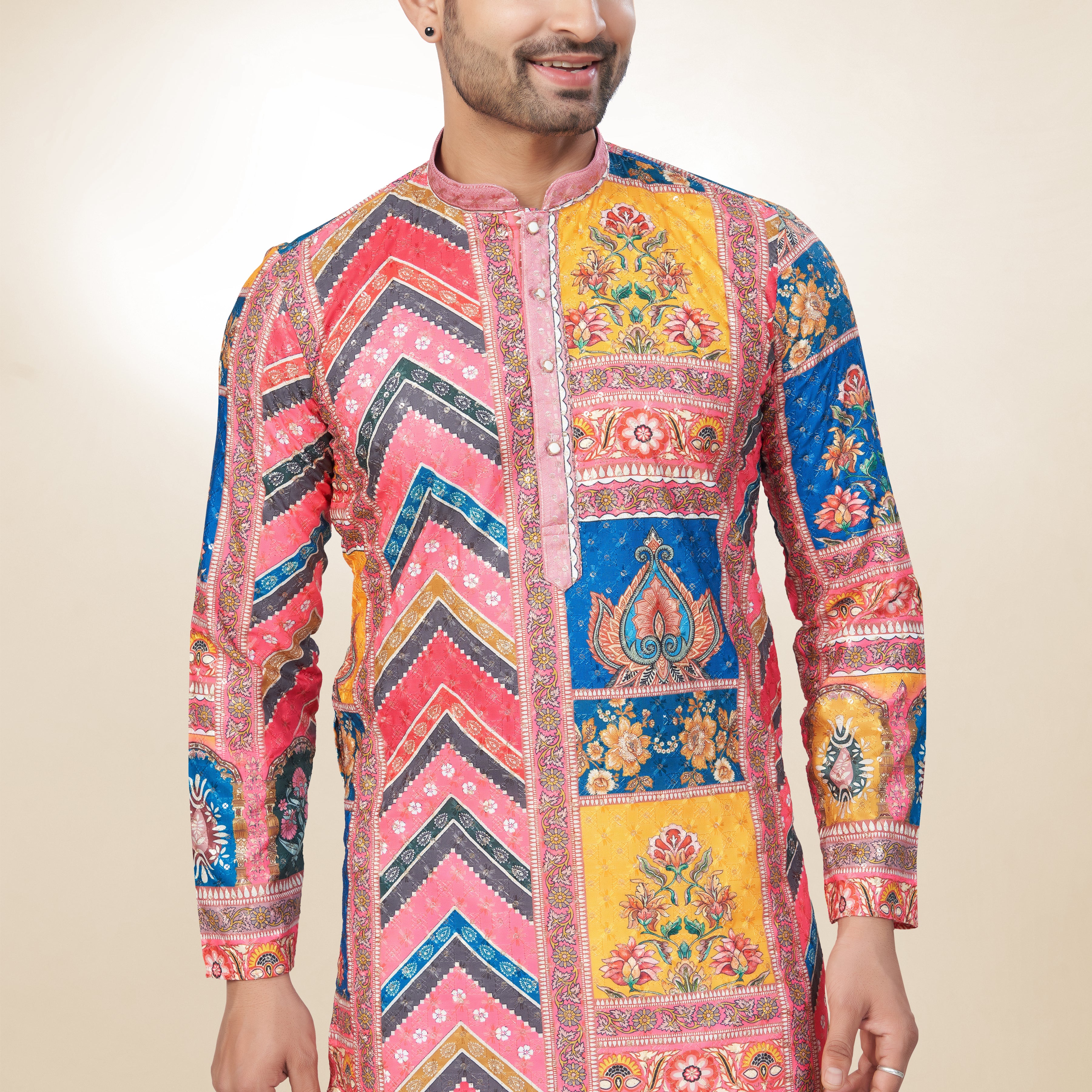 Multi Panel Tie-Dye Cotton Kurta | Cotton Kurta | Kurta for men