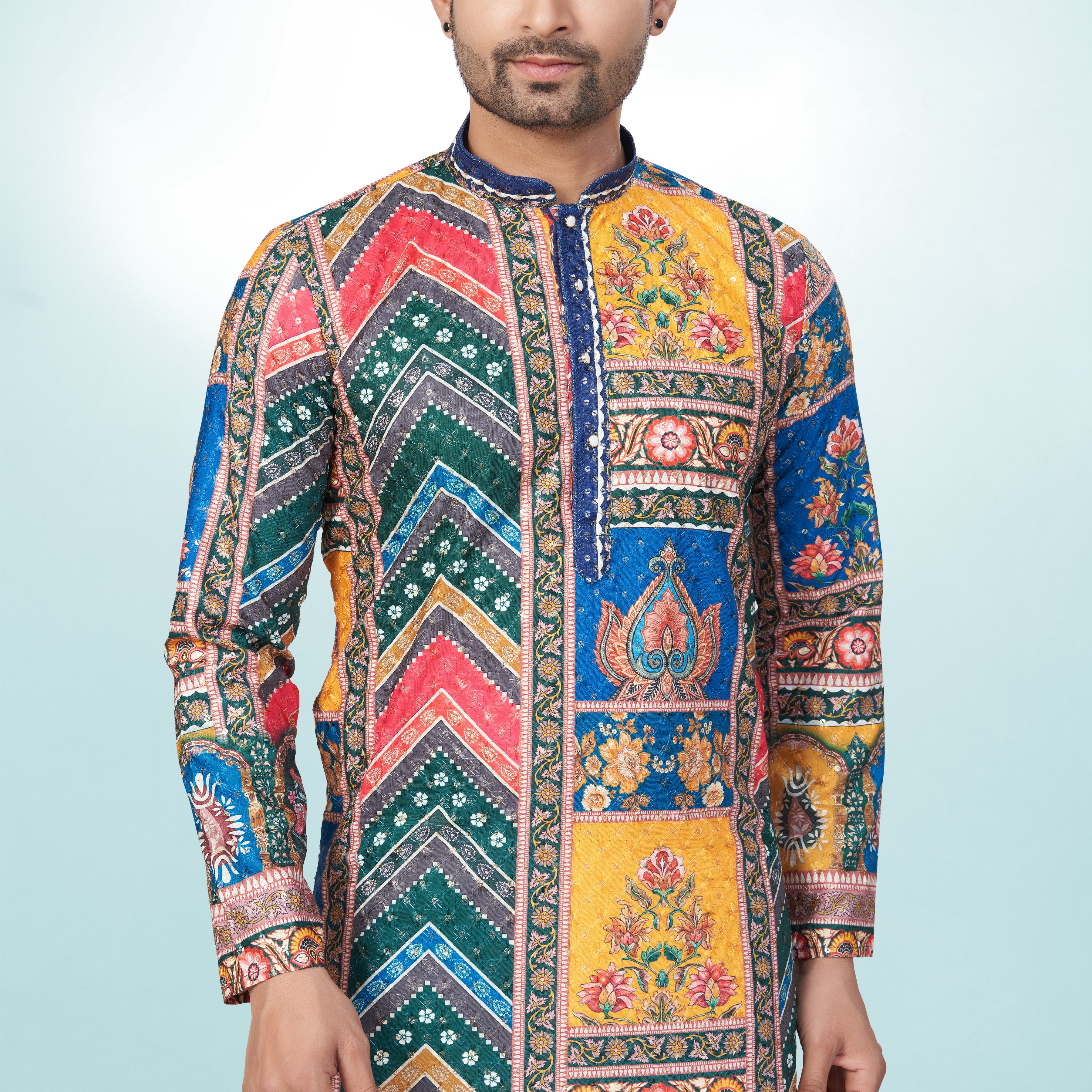 Multi Panel Tie-Dye Cotton Kurta | Cotton Kurta | Kurta for men