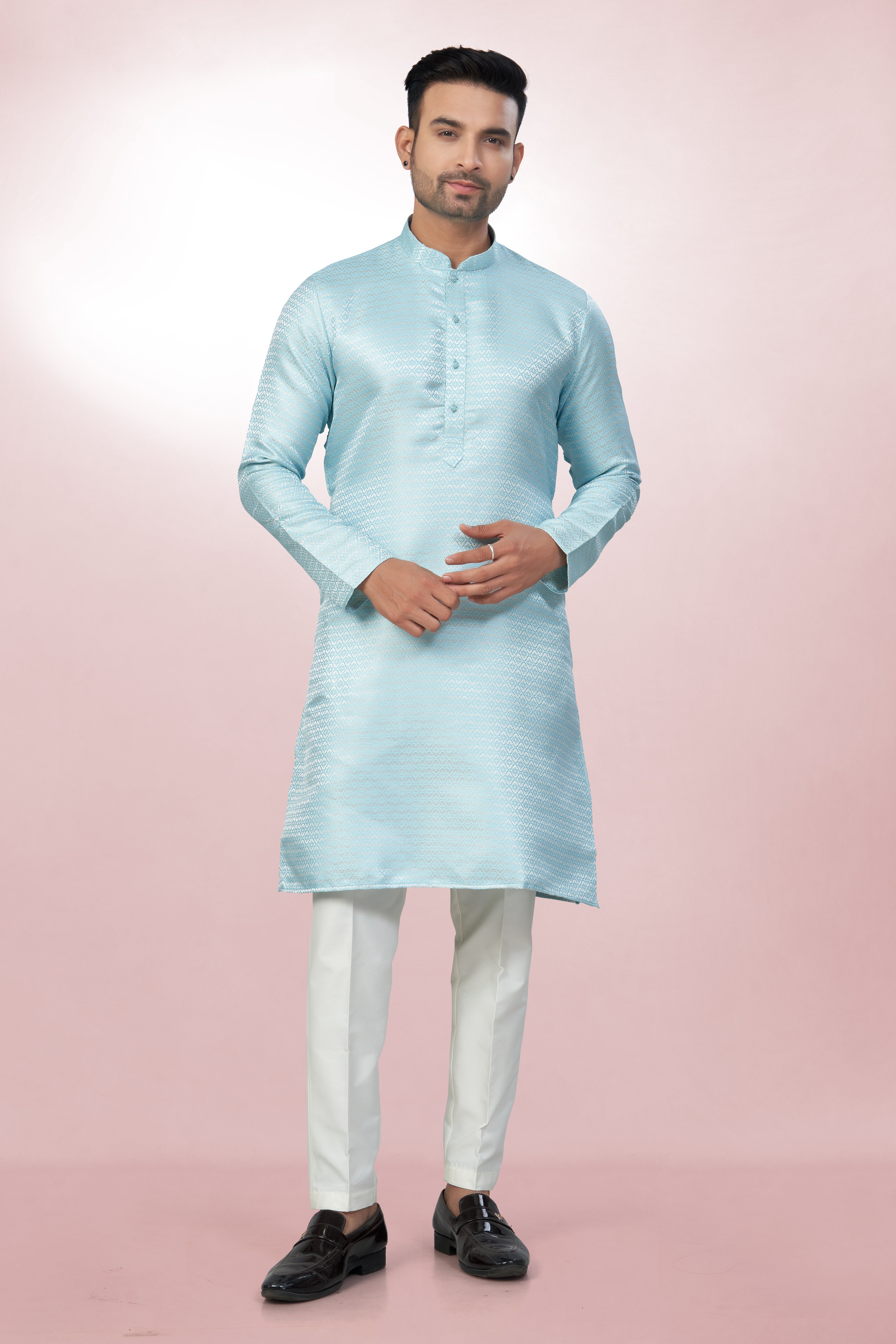Sky Blue Blush Silk Elegance Kurta | Silk Kurta | Kurta for Men