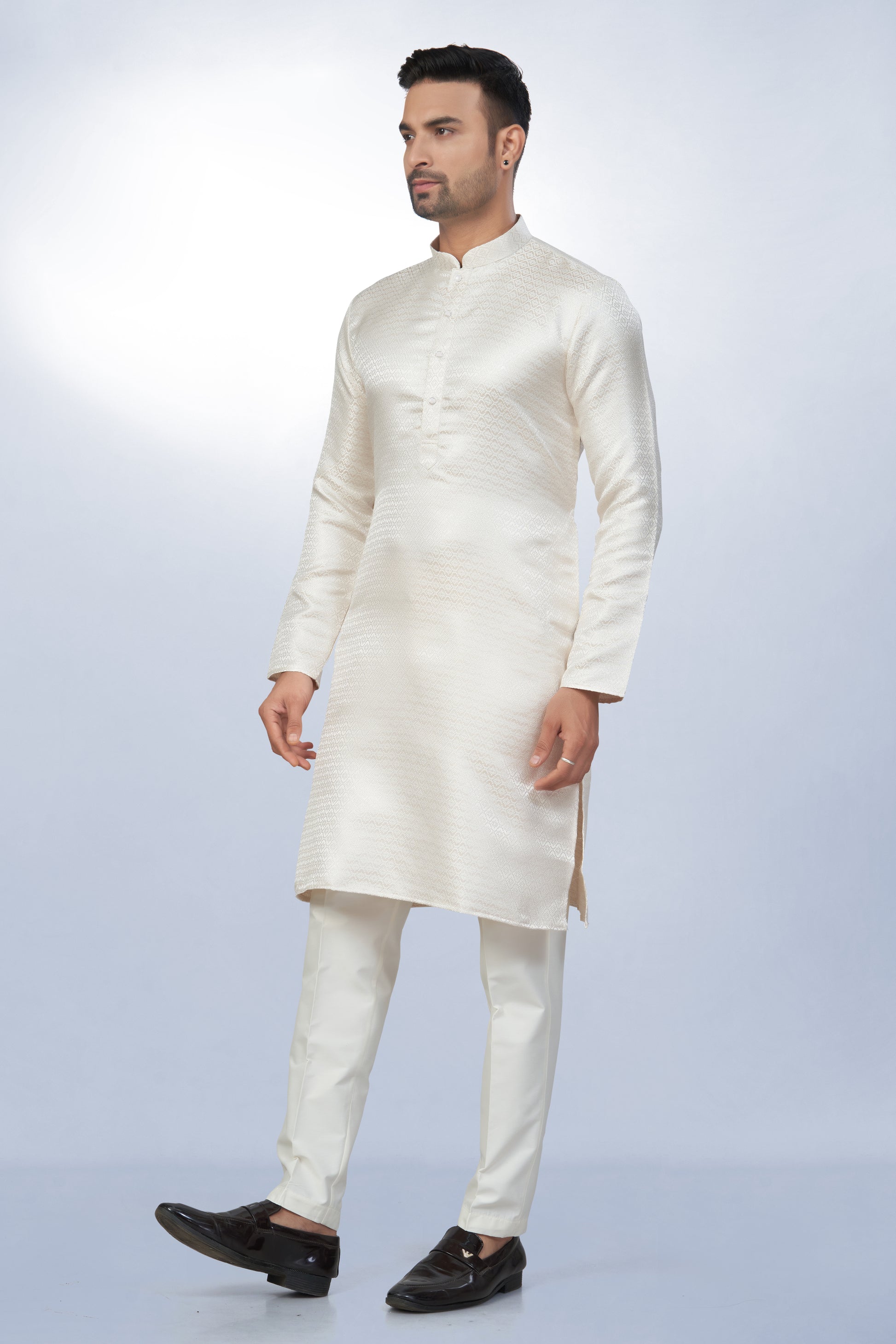 White Blush Silk Elegance Kurta | Silk Kurta | Kurta for Men