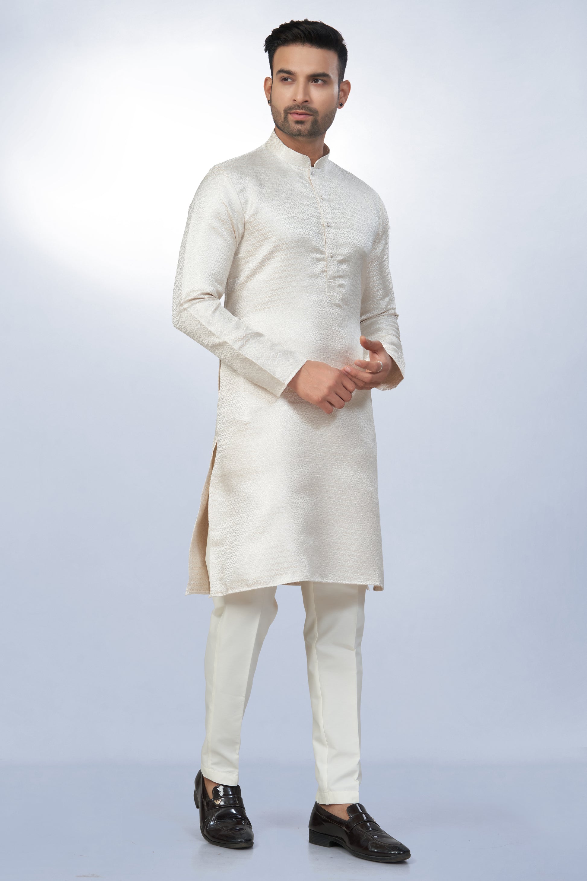 White Blush Silk Elegance Kurta | Silk Kurta | Kurta for Men
