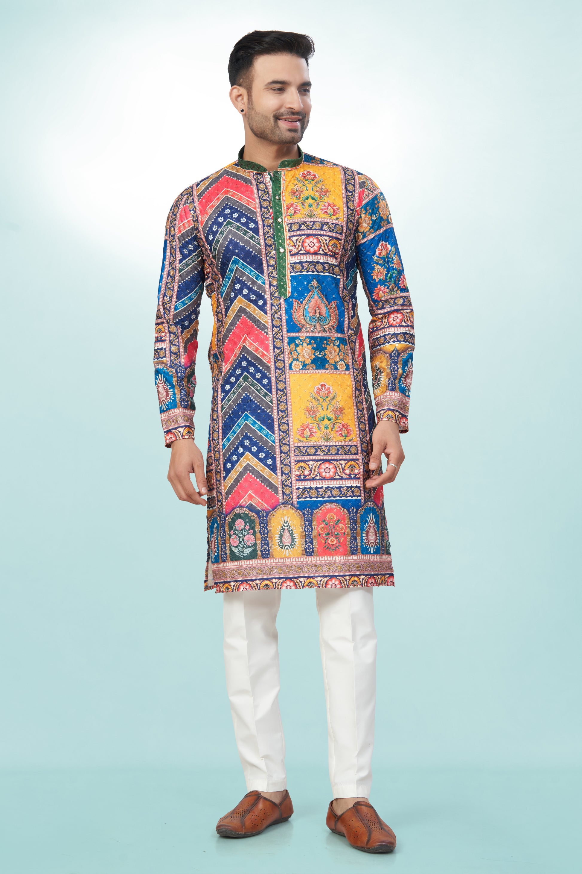 Multi Panel Tie-Dye Cotton Kurta | Cotton Kurta | Kurta for men