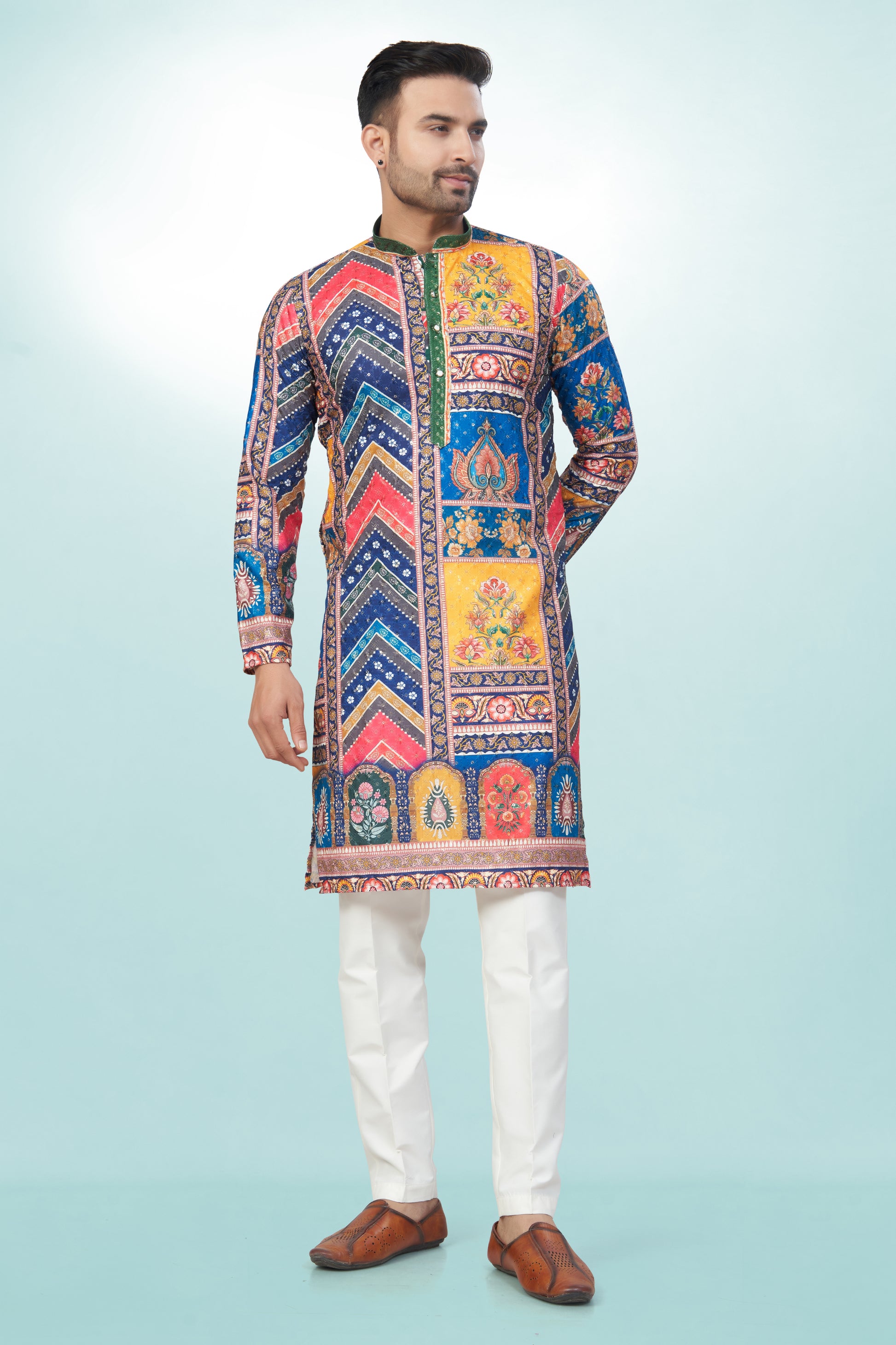 Multi Panel Tie-Dye Cotton Kurta | Cotton Kurta | Kurta for men
