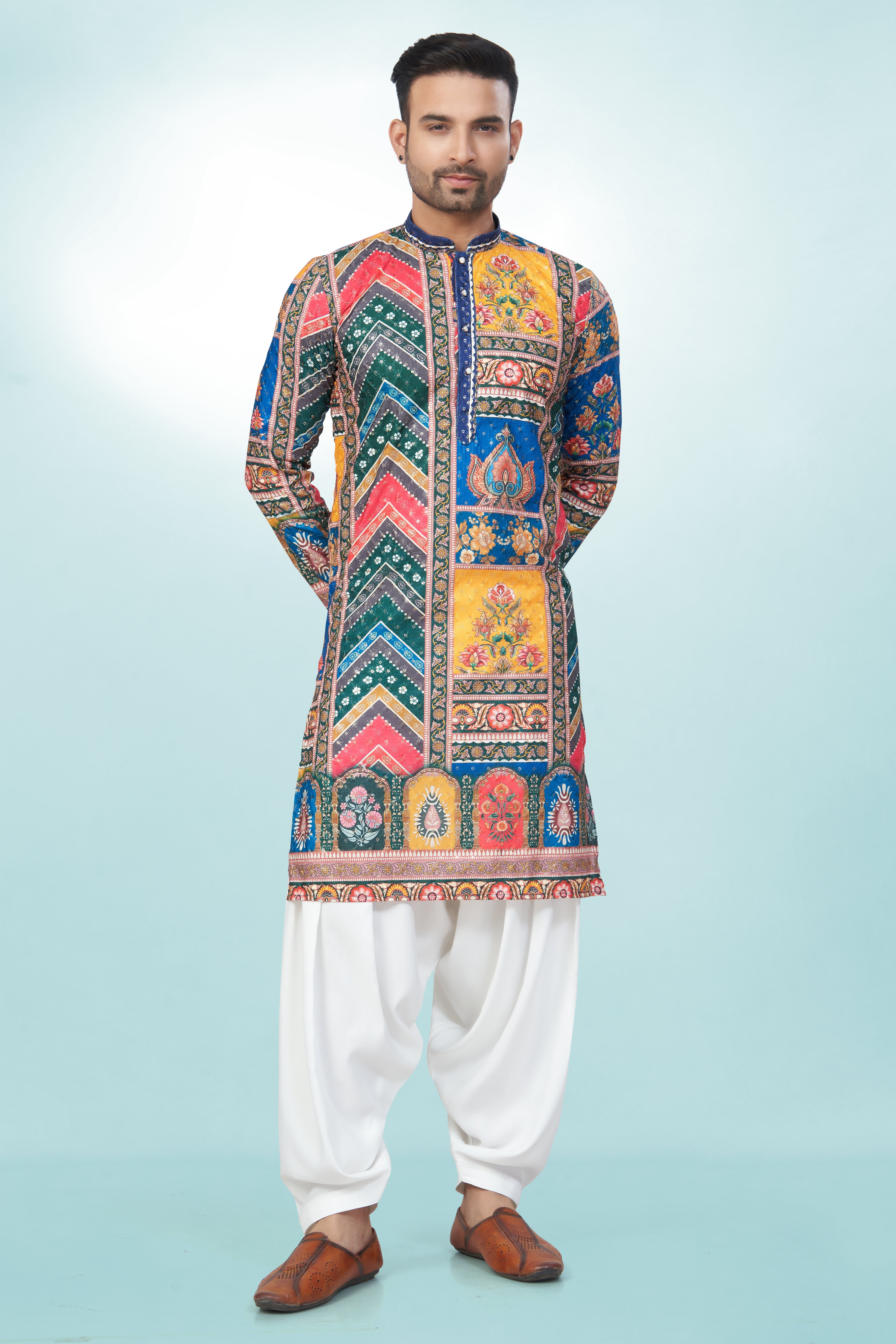 Multi Panel Tie-Dye Cotton Kurta | Cotton Kurta | Kurta for men