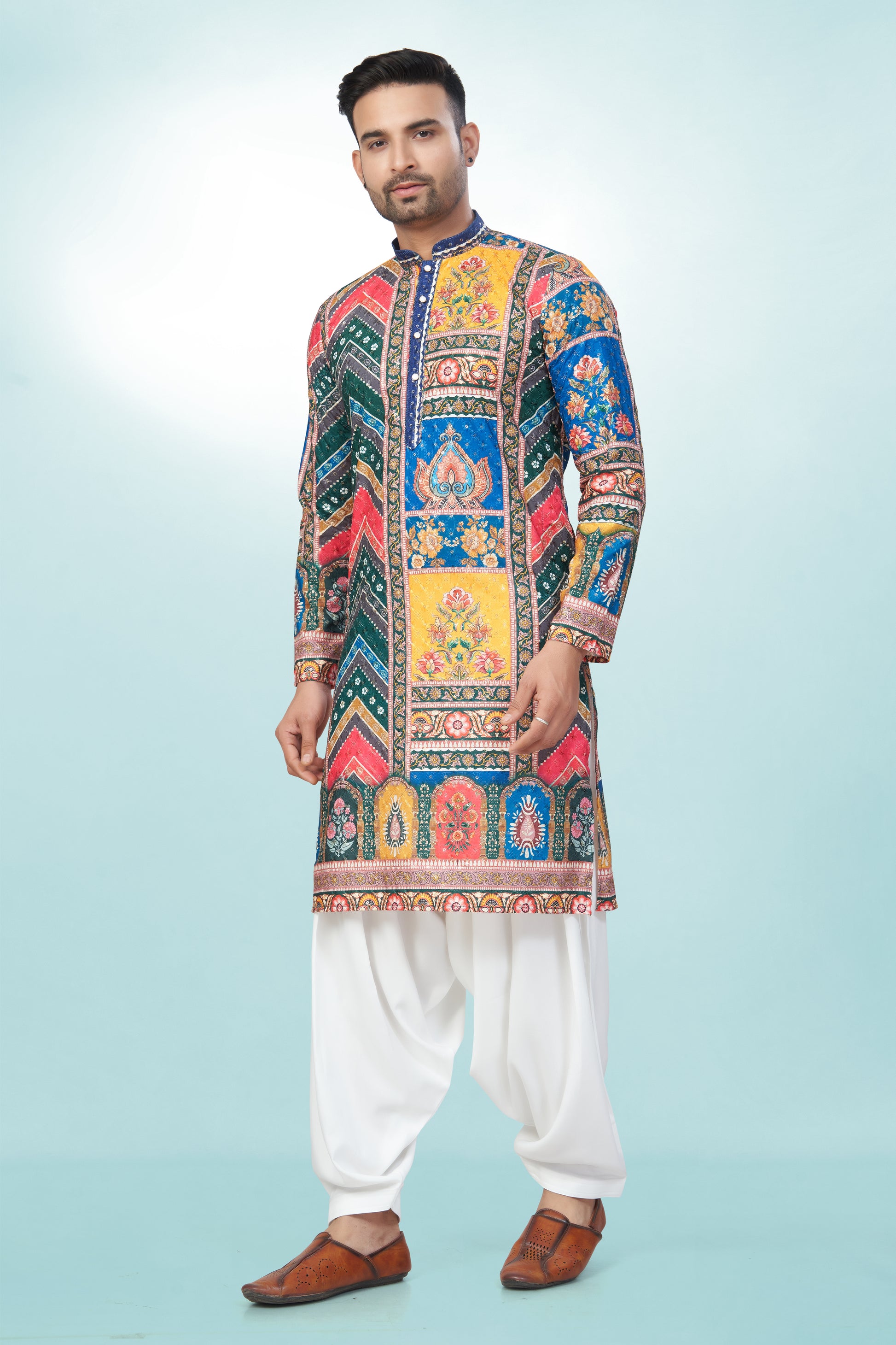 Multi Panel Tie-Dye Cotton Kurta | Cotton Kurta | Kurta for men