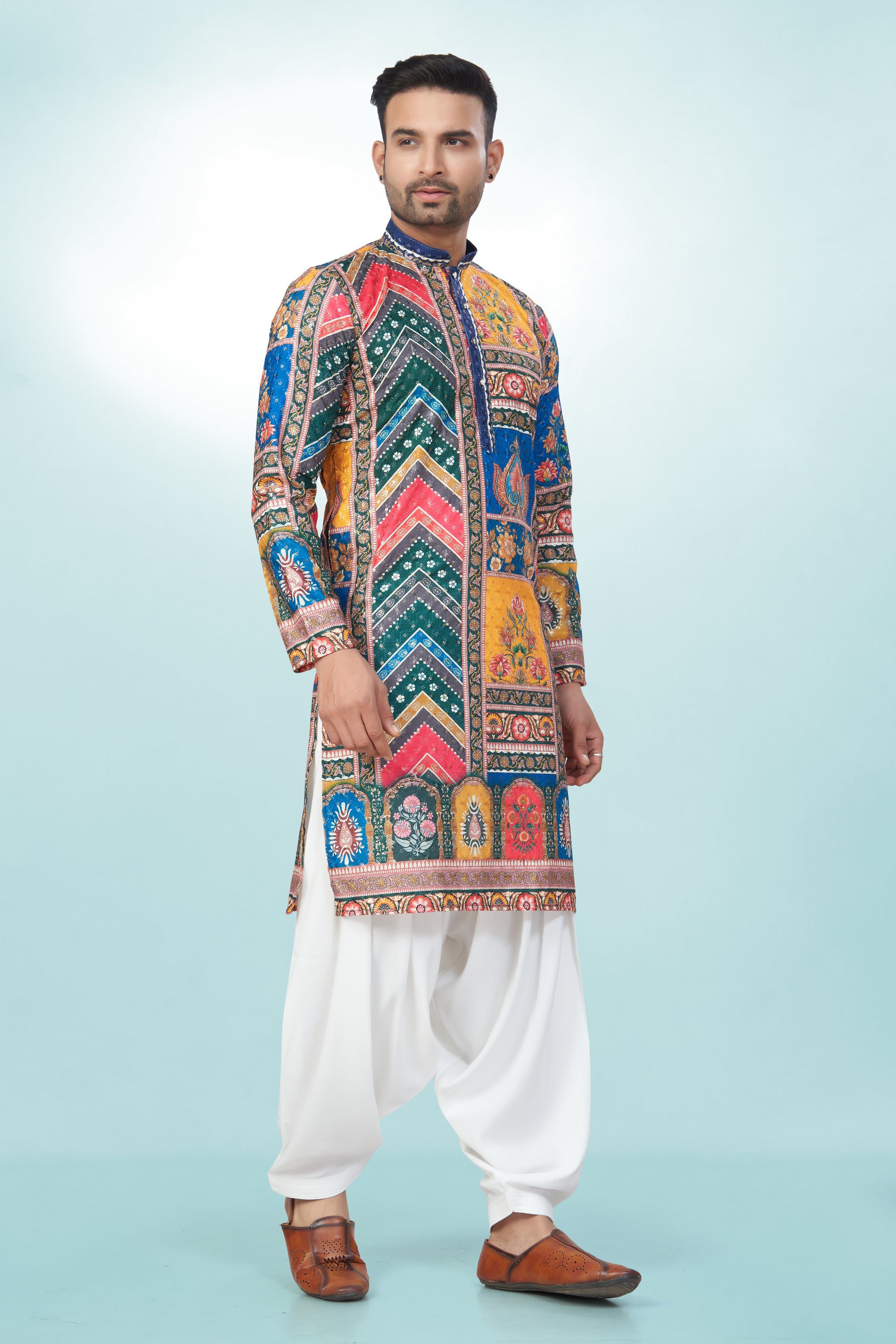 Multi Panel Tie-Dye Cotton Kurta | Cotton Kurta | Kurta for men