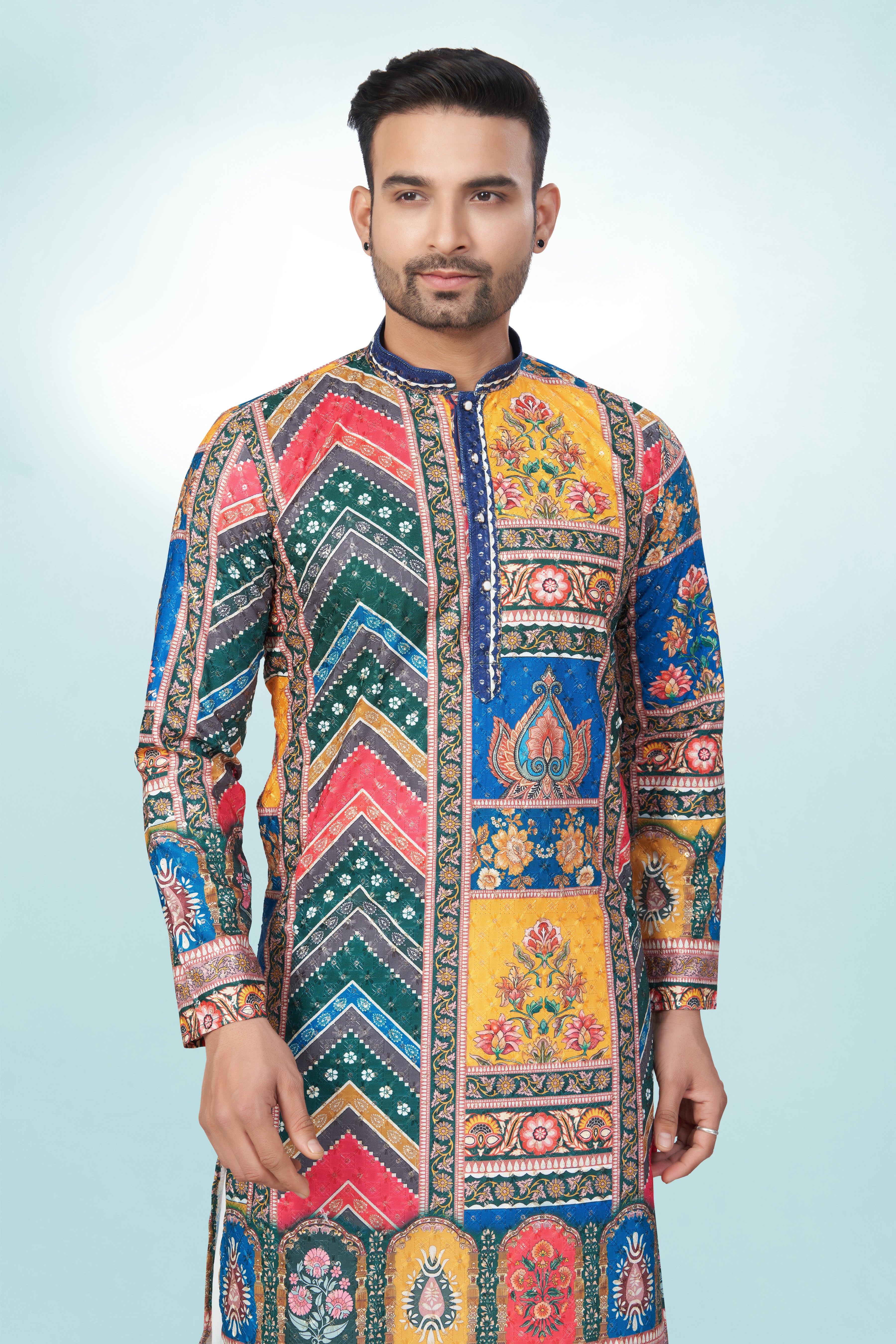 Multi Panel Tie-Dye Cotton Kurta | Cotton Kurta | Kurta for men